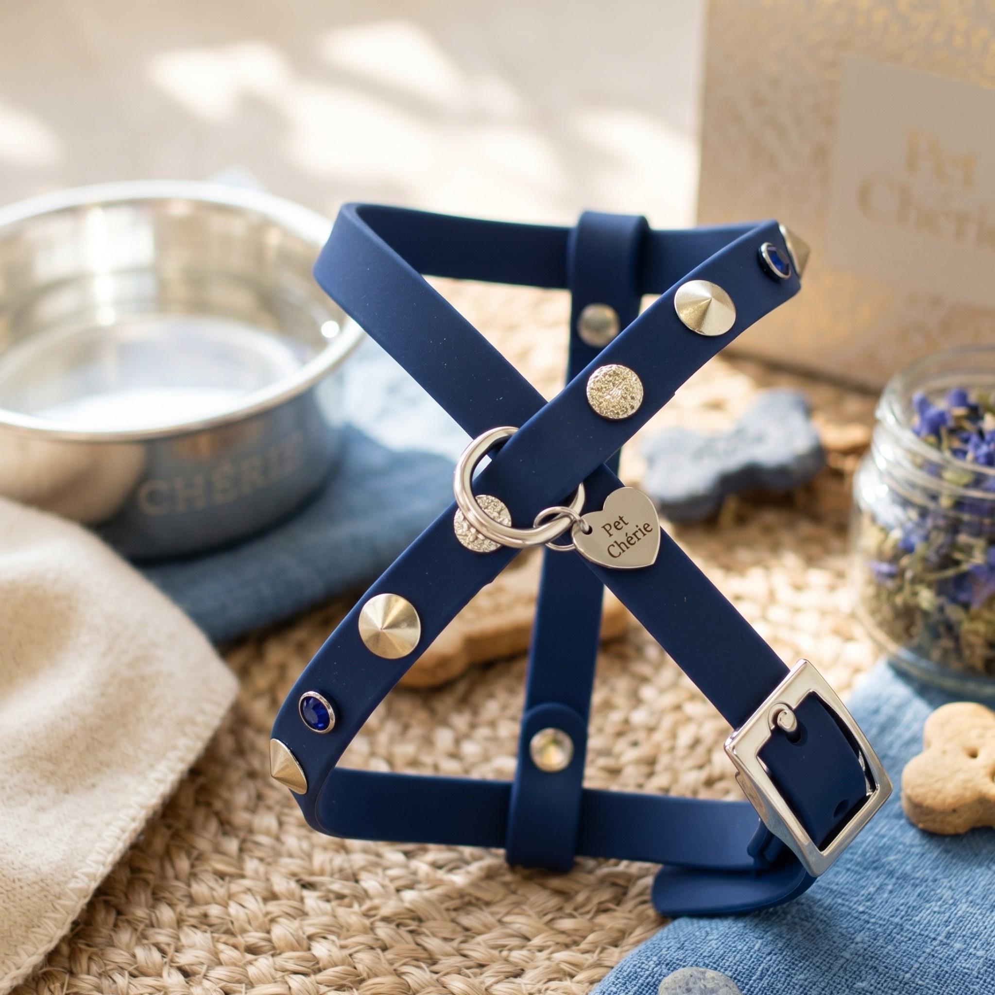 Pettorina Biothane Cabochon Marrone per Cani